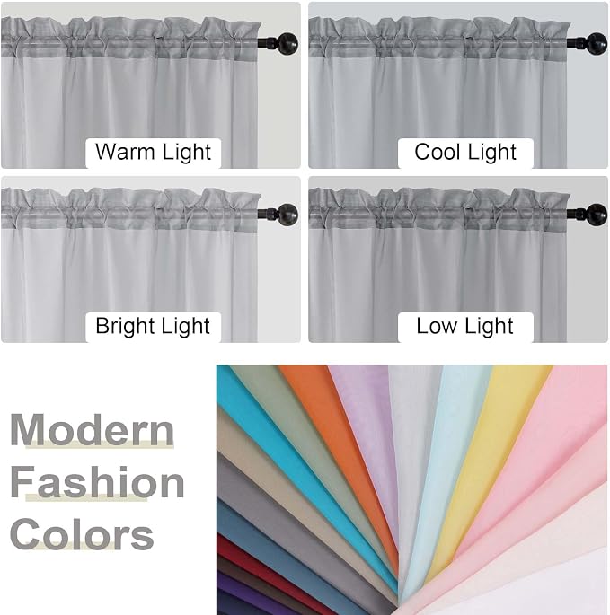 Sheer Light Grey Curtains for Bedroom Living Room 63 Inch Length 2 Panels - Image 7