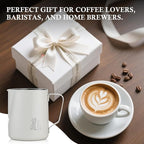 Milk Frothing Pitcher - 600ml/20oz Milk Frother Cup Espresso Steaming Pitcher for Barista, Bincoo SUS304 Stainless Steel Espresso Steaming Pitchers for Latte Art/Cappuccino/Coffee/Milk (White-600ml)