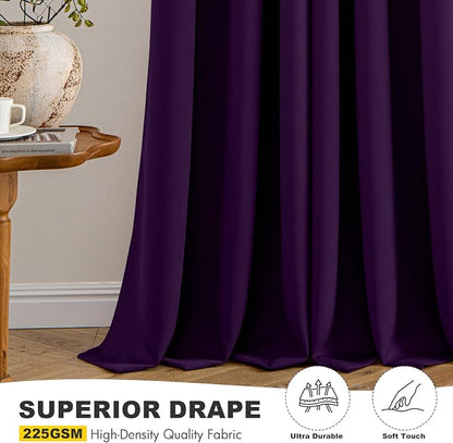 MIULEE Blackout Curtains for Bedroom 2 Panel 40 x 45 Inch Long Royal Purple | - Image 5