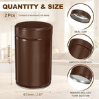 uxcell 2Pcs Round Tea Canisters, 5" x 3" Airtight Metal Tea Containers for Loose Tea, Coffee Beans, Spices - Durable, Compact, and Stylish Storage Tea Tin (Brown)