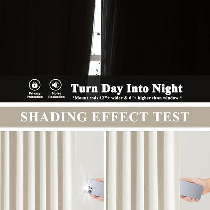 Vision Home Natural Pinch Pleated Full Blackout Curtains Linen Blended Room - Image 9