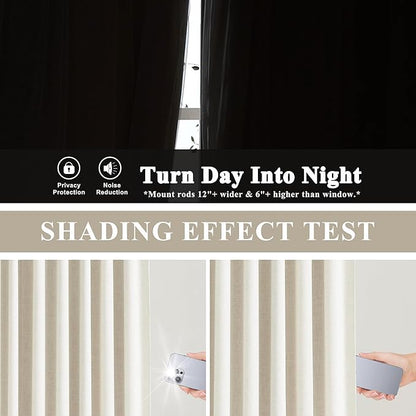 Vision Home Natural Pinch Pleated Full Blackout Curtains Linen Blended Room - Image 3