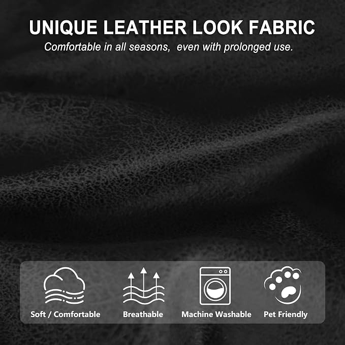 ANARACHON Leather Look Loveseat Recliner Cover, 6-Pieces Stretch Dual Recliner - Image 5