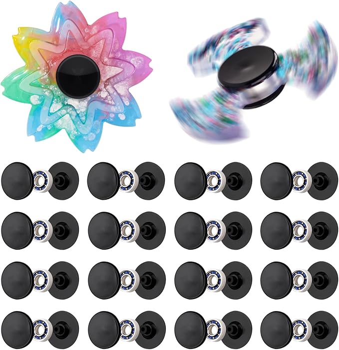 16 Pack Fidget Spinner Bearing and Cap Replacement Set, Chrome Steel Bearing Balls, High Speed 13mmx7mmx4mm Bearings Single Sealed Small Bearings for Fidget Spinner
