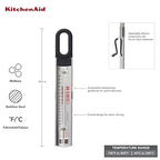 KitchenAid KQ907 Curved Stainless Steel Paddle Style Candy and Deep Fry Thermometer with pan clip, TEMPERATURE RANGE: 100F to 400F, Black