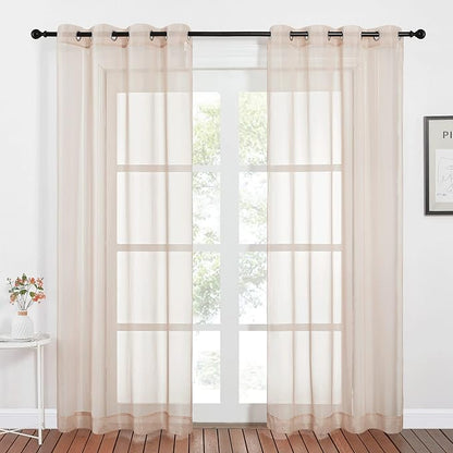 NICETOWN Sheer Taupe Curtains for Bedroom 120 inches Long, Grommet Elegant by NICETOWN