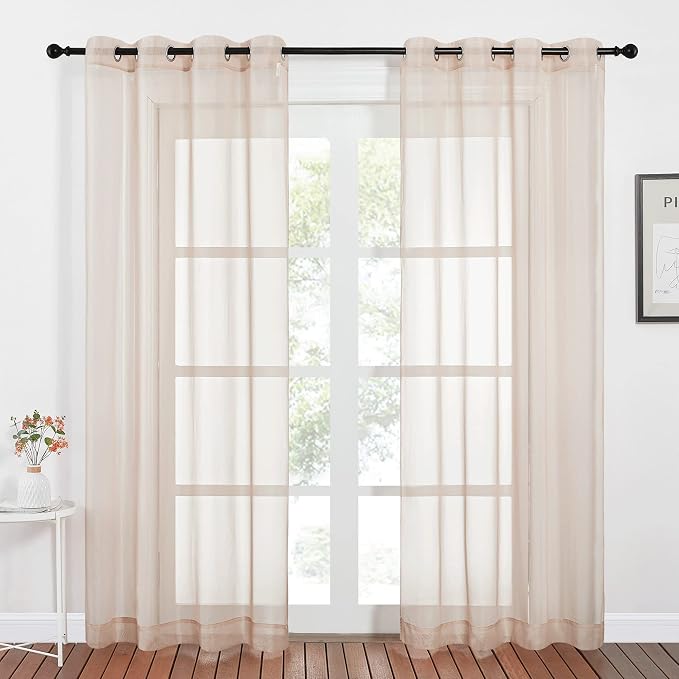 NICETOWN Voile Taupe Sheer Curtains 84 Inches Long, Grommet Airy & Lightweight by NICETOWN