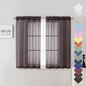 Sheer Curtains 45 Inch Length 2 Panels Set, Chocolate Solid Voile Rod Pocket by Lecloud