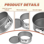 4 Pcs 6 Inch Non Stick Springform Pan with Removable Bottom Carbon Steel Round Springform Cheesecake Pan with Stainless Steel Spring Buckles for Baking Kitchens Restaurant(Gray)