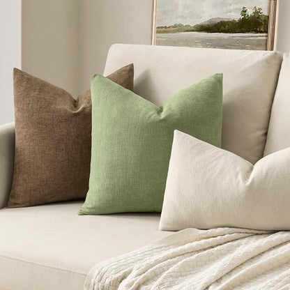 MIULEE Sage Green Chenille Couch Euro Throw Pillow Covers, 22x22 | Set of 2 - Image 2