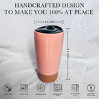 Mora Double Wall Ceramic Coffee Travel Mug with Lid, 14 oz, Portable, Microwave, Dishwasher Safe, Insulated Reusable Tall Cup, Splash Resistant Lid - To Go Tumbler for Car Cup Holder, Pink Salt