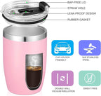 VEGOND Stainless Steel 12 oz Tumblers bulk Vacuum Insulated Double Wall Travel Tumbler with Lid and Straw Reusable Tumbler, Pink 6 pack