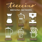 Teeccino French Roast Chicory Coffee Alternative - Ground Herbal Coffee That’s Prebiotic, Caffeine-Free & Acid Free, Dark Roast, 11 Ounce (Pack of 6)
