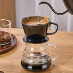 Pour Over Coffee Maker, Single Cup Coffee Dripper, Manual Porcelain Slow Brewing Accessories for Travel, Camping, Office, Home, Cafe, Coffee Gifts (Black, Medium)