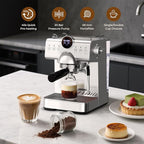 20 Bar Espresso Machine with Cold Brew,Stainless Steel Espresso Coffee Maker with Milk Frother,Latte & Cappuccino Machine for Home,50 oz Removable Water Tank,Dual-Temperature,Semi-Automatic