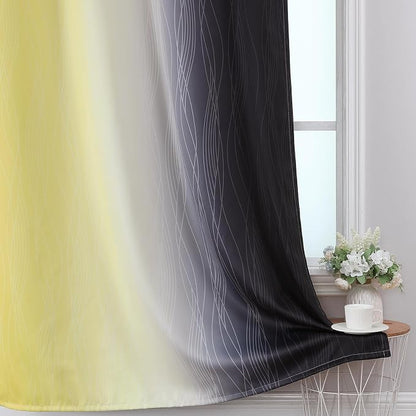 Black and Yellow Ombre Blackout Curtains 63 Inches Long | Room Darkening - Image 6