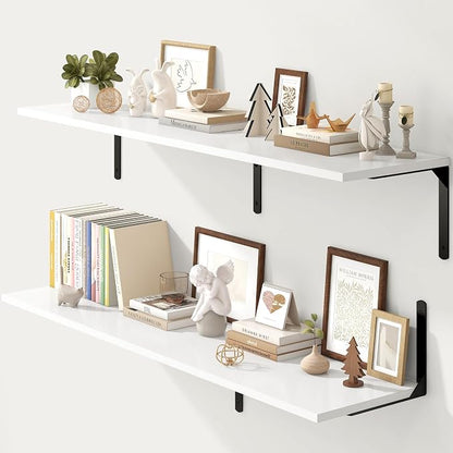 Fun Memories Floating Shelves for Wall, 12 Inch Deep Floating Shelves Set of 2 by FunMemories