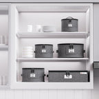 YearningHome China Storage Containers,Hard Shell Box with Felt Dividers for Dishes,Dinnerware,Plates,Mugs,Wine and Glasses,Mugs,Stackable Fine China Storage for Moving and Packing 5 Piece,Grey
