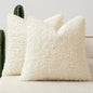 Faux Fur Throw Pillow Covers 20x20 Inch Set of 2 Boucle Neutral Decorative by Woaboy