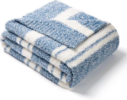 Snuggle Sac Stripe Blue Blankets Luxurious Microfiber Fabric, Reversible Super by SnuggleSac
