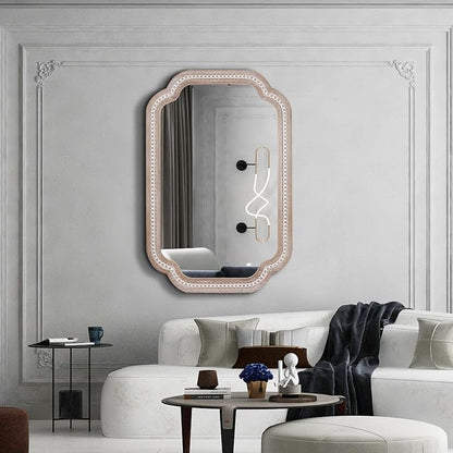 36x24 Inch Boho Wooden Scalloped Mirror - Image 2