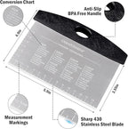 Ourokhome Dough Pastry Bench Cutter Scraper, Stainless Steel Pizza Cutter for Kitchen Baking, Dishwasher Safe, Anti-Wear Laser-Engraved Measuring Scale and Conversion Chart, 2 Pack, Black and Red