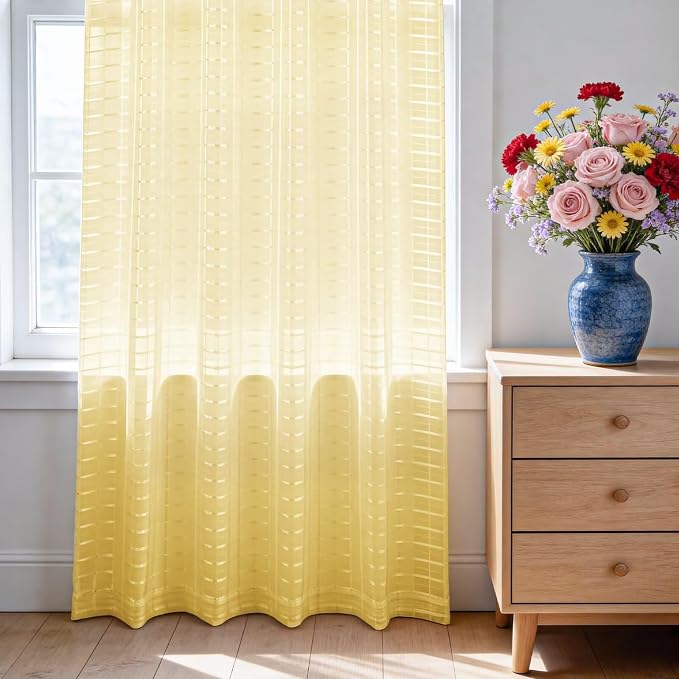 SpaceDresser Check Sheer Curtains 108 Inches Long - Image 3