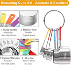 Wildone 8-Piece Measuring Cups Set, Stainless Steel Nesting Measuring Cups, Perfect for Dry and Liquid Ingredients, Dishwasher Safe