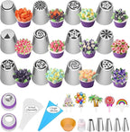 56-Piece Russian Piping Tips Set, Cake Decorating Kit with 17 Frosting Nozzles, Reusable Piping Bags, and Baking Supplies for Cupcakes, Cookies, Cakes - Idael for Bakers & Beginners
