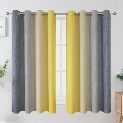 Gray and Yellow Ombre Blackout Curtains - Image 2