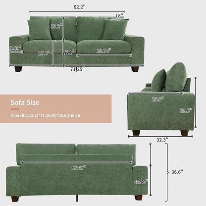 DOPEDIO Modern Loveseat Sofa for Living Room, Chenille Recliner, Removable Cover - Image 2
