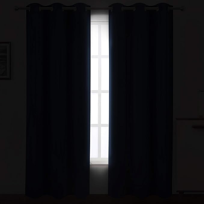 Navy Blue Thermal Blackout Curtains/42 x 95 Inch/Set of 2 Panels Room Darkening - Image 3
