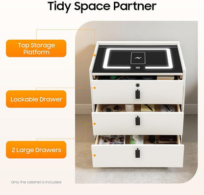 Smart Nightstand with Charging Station, Adjustable LED, USB Ports, Fingerprint - Image 8