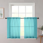 Turquoise Kitchen Curtains 30 Inch Length Tier 2 PCS, Solid Soft Half Curtains by WelvetBLK