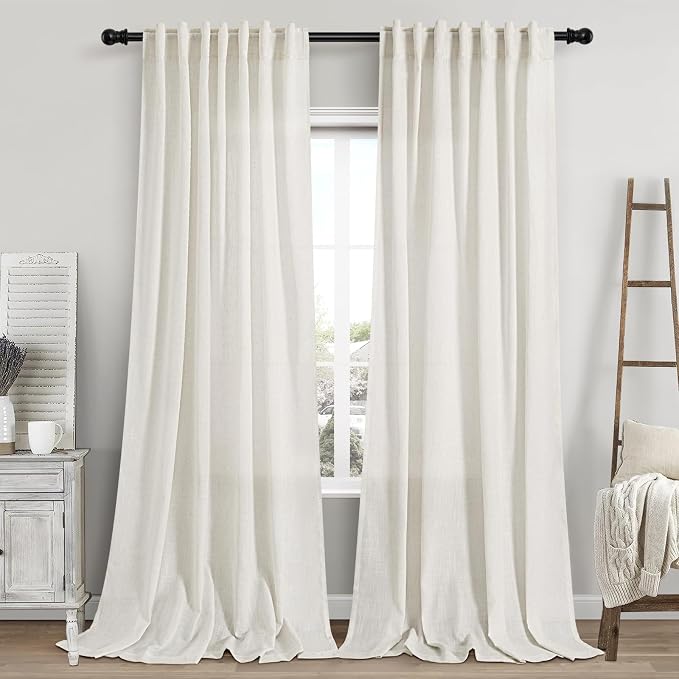 Cream Linen Curtains 117 Inches Long by Nanspring