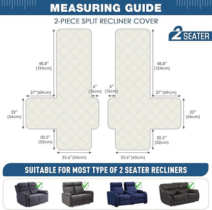 TAOCOCO 100% Waterproof Loveseat Recliner Cover, Non Slip Split Loveseat Covers - Image 5