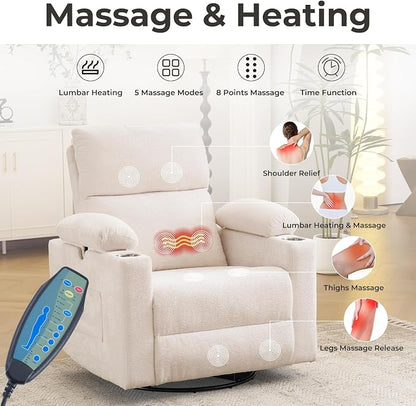 Rocking Chair Nursery with Adjustable Armrests, Electric Glider Recliner - Image 4