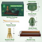 MADHOLLY Matcha Whisk Set with Tray - Matcha Bowl with Spout, Whisk and Holder, Bamboo Scoop, Japanese Matcha Kit Tea Ceremony Gift for Matcha Lovers