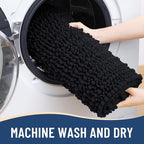 Arotive Luxury Chenille Bathroom Rug Mat, Extra Soft Thick Absorbent Shaggy Bath Rugs, Non-Slip Machine Wash Dry, Plush Bath Mats for Bathroom, Shower and Tub, 44x24, Black