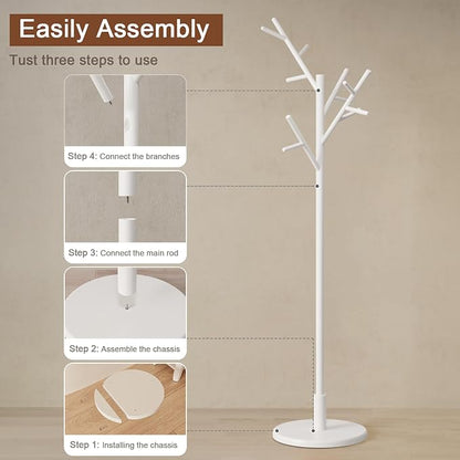 Muwuele Coat Rack, Solid Wood Coat Rack Freestanding - Image 9