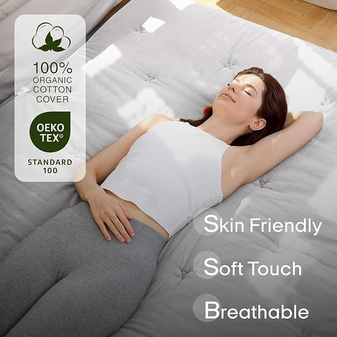 ZonLi Japanese Floor Futon Mattress Queen Size 80"x 60", 100% Cotton Cover - Image 2