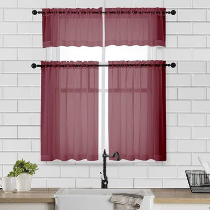 Chyhomenyc Sheer Curtains 36 Inch Length, Short Voile Sheer Window Curtians - Image 2