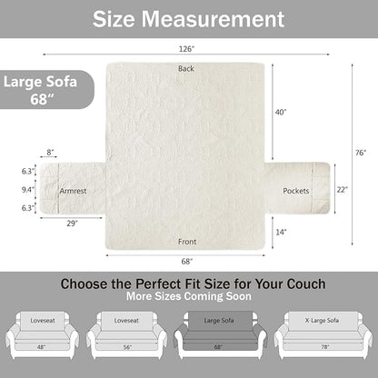 Quilted Sofa Slipcovers with Pockets, Anti-Slip Medallion Designed Couch Covers - Image 7