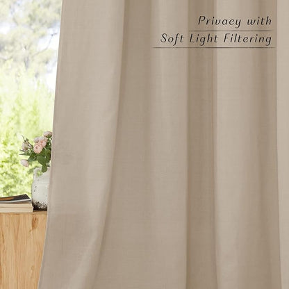 NICETOWN Flax Linen Taupe Window Curtains 63 inches Long, Grommet Linen Blend - Image 5