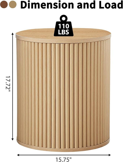 AVZEAR Small Round Side Table Fluted Night Stand Set of 2, Modern Boho End Table - Image 2