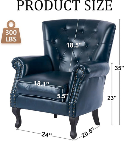 Modern Accent Chair Set of 2, Mid-Century PU Leather Armchair - Image 2