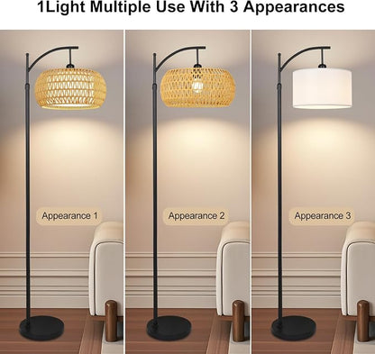 Arc Floor Lamps for Living Room Rattan Boho Floor Lamp - Image 3