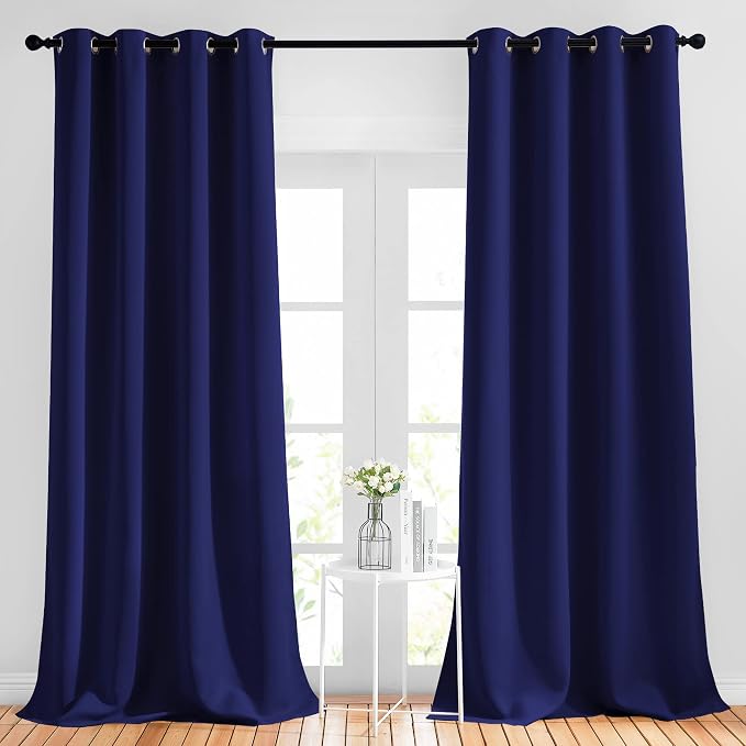 NICETOWN Navy Blue Bedroom Blackout 90 inch Curtains by NICETOWN