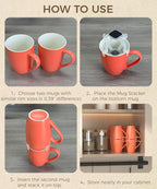 Coffee Mug Organizers and Storage (8Pack), Adjustable Stackable Cup Organizer for Kitchen Cabinets Shelf Organization, Cupboard Save Space Cup Stacker Holder for Tea Cup/Coffee Mugs/Glasses