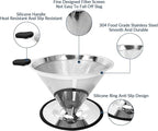 Pour Over Coffee Dripper-Stainless Steel Coffee Filter,Reusable Drip Cone Coffee Filter Portable Pour for 1-4 Cup (With Silicone Ring, M)